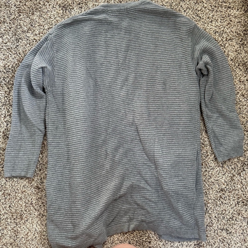 H&M Gray Ribbed Open-Front Cardigan – Size L - Picture 3 of 3